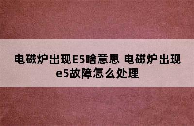 电磁炉出现E5啥意思 电磁炉出现e5故障怎么处理